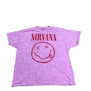Nirvana Iconic Smiley Pink Graphic T-Shirt Size 2X - New